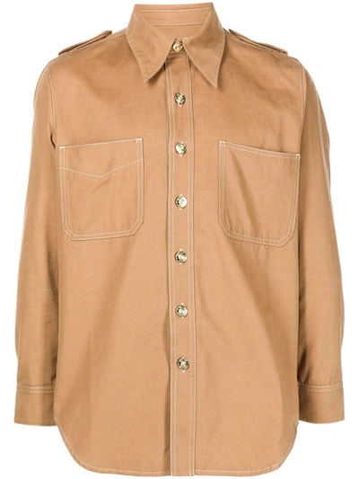Wales Bonner Issac Cotton-blend Twill Shirt In Camel