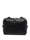Bottega Veneta Loop Intrecciato Leather Crossbody Bag In Black/gold
