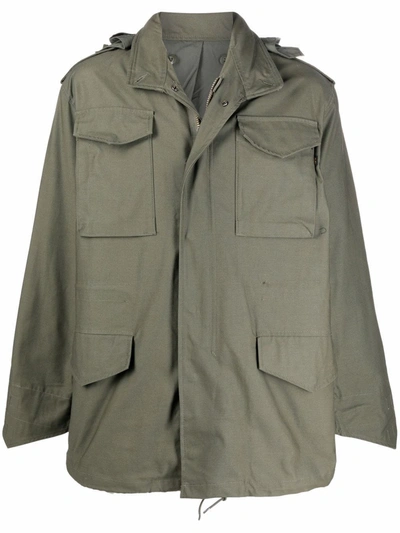 Alpha Industries Detachable Hood Coat In Green