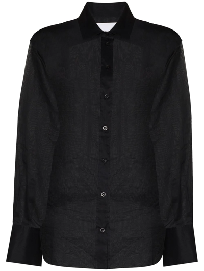 Frame The Oversized Sheer Shirt In Noir
