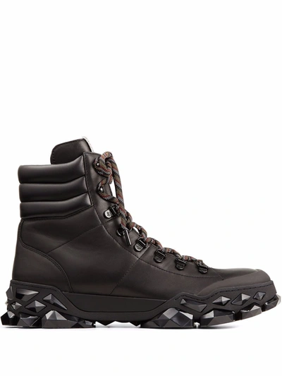 Jimmy Choo Diamond X Hike Leather Boots In X Black