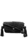 Bottega Veneta Classic Braided Leather Shoulder Bag In Black/silver