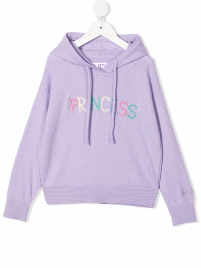 Mc2 Saint Barth Kids' Embroidered-logo Knitted Hoodie In Purple