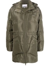 Ganni Oversized Tech Puffer Midi Jacket In Green