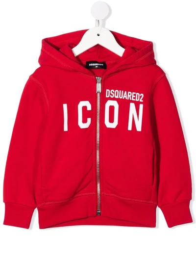 Dsquared2 Kids' Icon-print Cotton Hoodie In Red