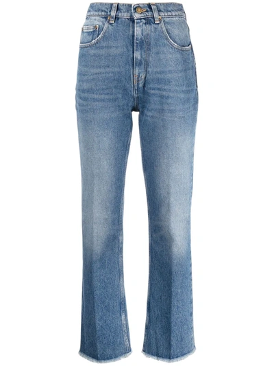 Golden Goose Medium Wash Crop Flare Leg Jeans In Light Denim