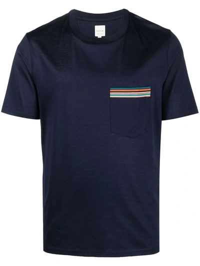 Ps By Paul Smith Pocket Cotton T-shirt In Blue