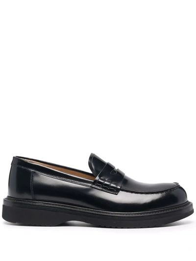 Scarosso Michelle Penny Loafers In Black - Brushed Calf