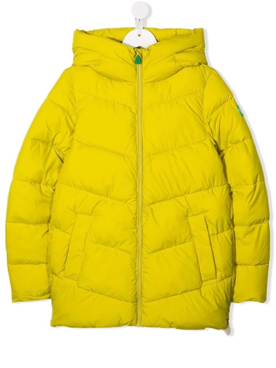 Save The Duck Teen Hooded Puffer Jacket In Yellow