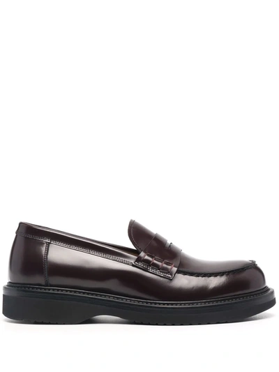 Scarosso Michelle Penny Loafers In Burgundy - Brushed Calf