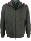 GIORGIO ARMANI LOGO-EMBROIDERED ZIP-UP KNITTED JUMPER