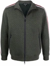 Giorgio Armani Logo-embroidered Zip-up Knitted Jumper In Green