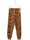 Mini Rodini High-waisted Leopard-print Trackpants In Brown