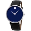 Movado Men's 40mm Ultra Slim Watch With Leather Strap Blue Museum Dial In Black / Blue