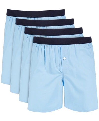 Club Room Men's 4-pk. Cotton Boxers, Created For Macy's In Skysail Blue