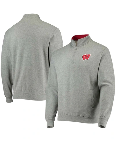 Colosseum Men's Wisconsin Badgers Tortugas Team Logo Quarter-zip Jacket In Heathered Gray