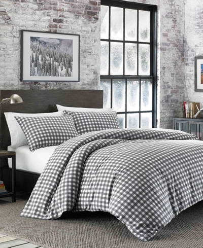 Eddie Bauer Preston King Dark Grey Flannel Duvet Cover Set Bedding