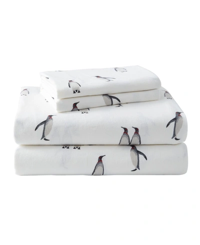 Eddie Bauer Ski Patrol Cotton Flannel 4-piece Full Sheet Set Bedding In Penguins