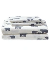 Eddie Bauer Ski Patrol Cotton Flannel 4-piece King Sheet Set Bedding In Bear Family