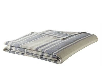 Eddie Bauer Herringbone Stripe Blue Full/queen Blanket In Medium Blue