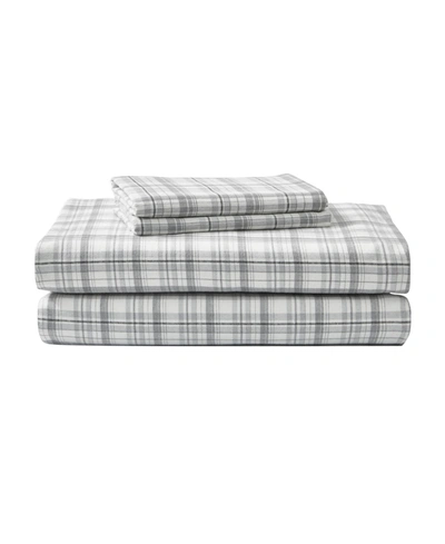 Eddie Bauer Beacon Hill Cotton Flannel 4-piece King Sheet Set Bedding In Beacon Hill Pastel Grey
