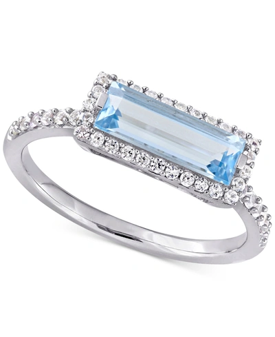 Macy's Blue Topaz (1-1/2 Ct. T.w.) & White Topaz (1/3 Ct. T.w.) Statement Ring In Sterling Silver
