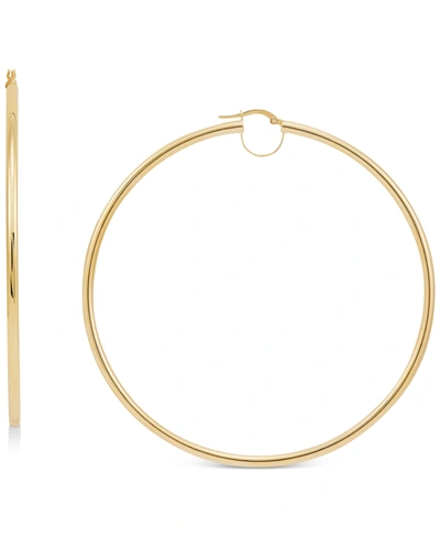 Macy's Polished Bridge Extra Large Hoop Earrings In 10k Gold (80mm) In Yellow Gold