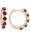 Macy's Peridot (3-3/4 Ct. T.w.) & White Topaz (1/4 Ct. T.w.) Small Hoop Earrings In 18k Rose Gold-plated St In Garnet