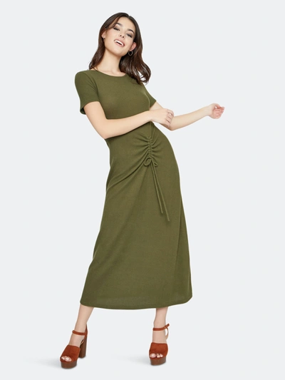 Lost + Wander Endlessly Evergreen Ruched Short Sleeve Maxi Dress In Green