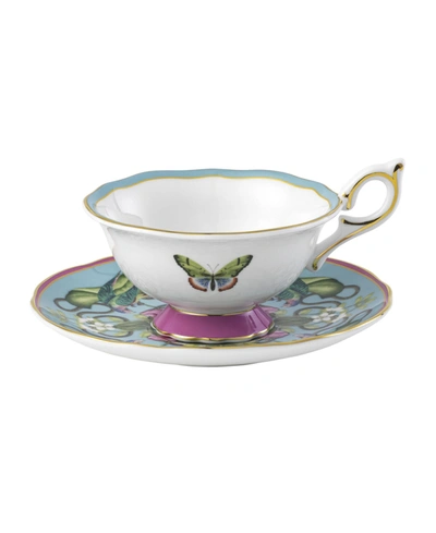 WEDGWOOD WONDERLUST MENAGERIE 2 PIECE TEACUP SAUCER SET