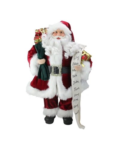 Northlight Santa Claus With Naughty Or Nice List And Bag Of Presents Christmas Figure In Red