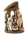 Napco African American Holy Family In Creche Figurine In Brown