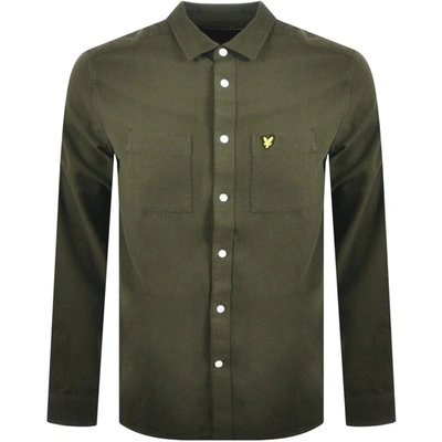 Lyle & Scott Lyle And Scott Brushed Twill Long Sleeve Shirt Gre In Green