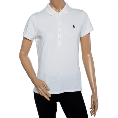 Pre-owned Ralph Lauren White Cotton Pique Polo T-shirt L