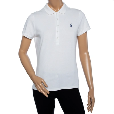 Pre-owned Polo Ralph Lauren White Cotton Pique Polo T-shirt L