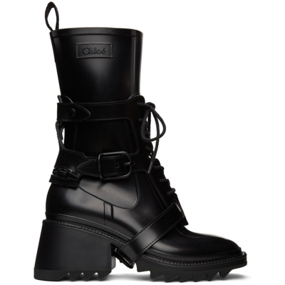Chloé Betty Logo-embossed Rubber Ankle Boots In Black