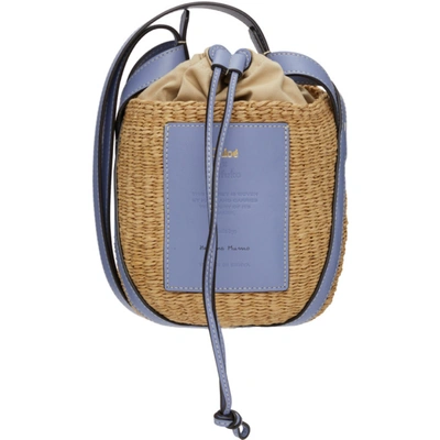 Chloé Beige & Blue Mifuko Edition Small Basket Shoulder Bag In 4c1 Gentle Blue