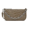 BY FAR TAUPE CIRCULAR CROC MINI RACHEL BAG