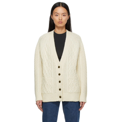 Re/done 90s Oversized Cable-knit Wool Cardigan In Ivory