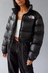 The North Face Logo-print Cropped Feather-down Puffer Jacket In Black