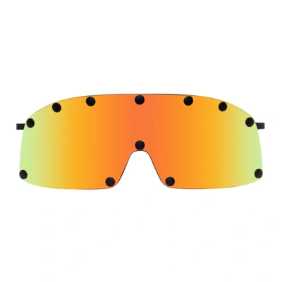 Rick Owens Multicolor Shielding Sunglasses In 091000 Blk Temple/ra