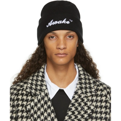 【関税込み】Awake NY ブラック ロゴ ビーニー Awake Ny Embroidered-logo Knitted Beanie In Black | ModeSens