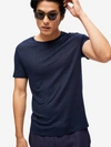 Derek Rose Men's T-shirt Jordan Linen Navy In Navy