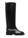 Via Roma 15 Round-toe Leather Boots In Black