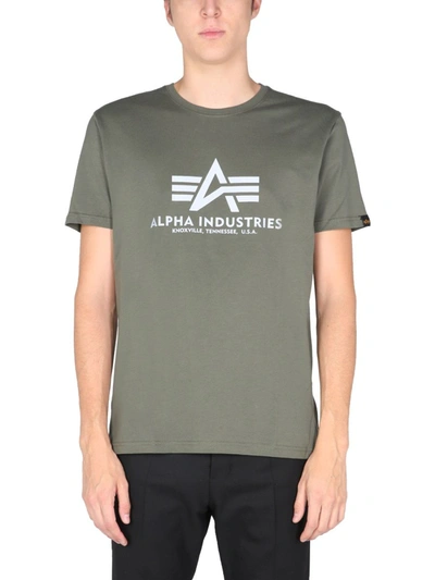 Alpha Industries T-shirt With Laminated Logo In Green
