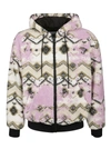 Msgm Geometric Print Hooded Jacket In Pink