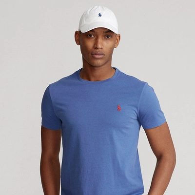 Ralph Lauren Custom Slim Fit Jersey Crewneck T-shirt In Delta Blue