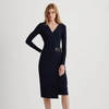 Ralph Lauren Buckled Jersey Dress In Lighthouse Navy