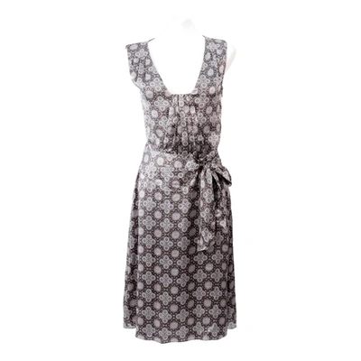 Pre-owned Ted Baker Silk Mid-length Dress In Grey