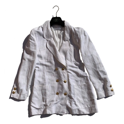 Pre-owned Rena Lange Linen Short Vest In White